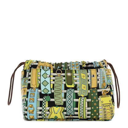 Hermes Silk Barenia Colliers De Chiens Fourbi 25 MM Pouch Black Vert Miel 1 of 8