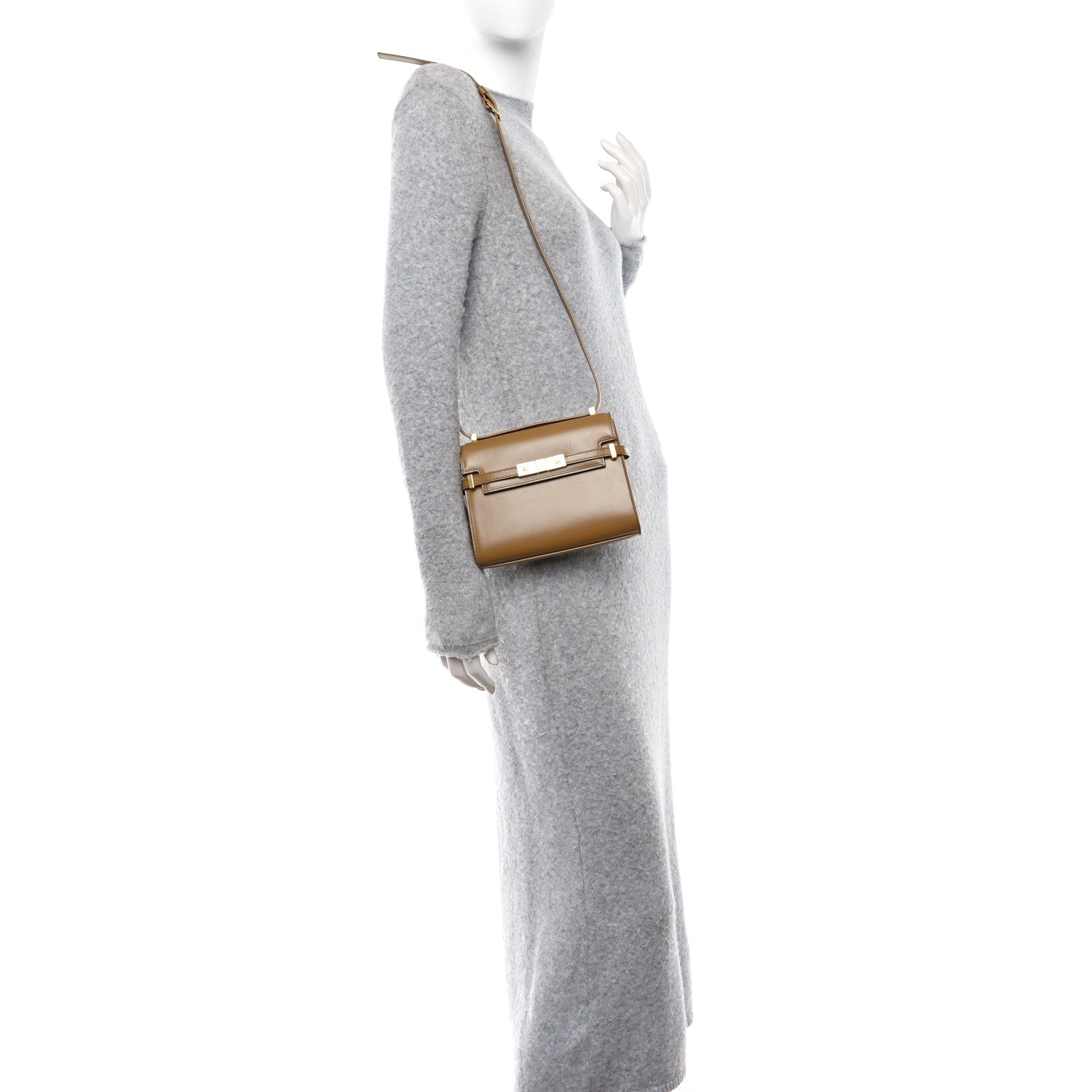 Saint Laurent Smooth Calfskin Mini Manhattan Shoulder Bag Natural Tan 2 of 12