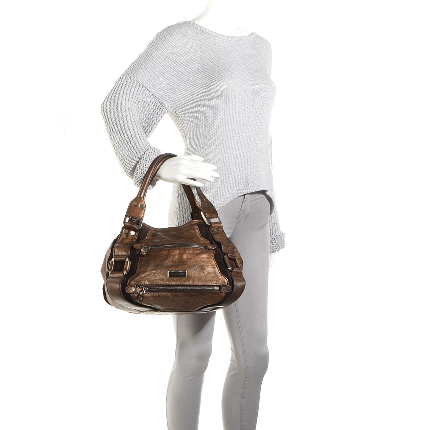 Metallic Leather Suede Mahala Bronze