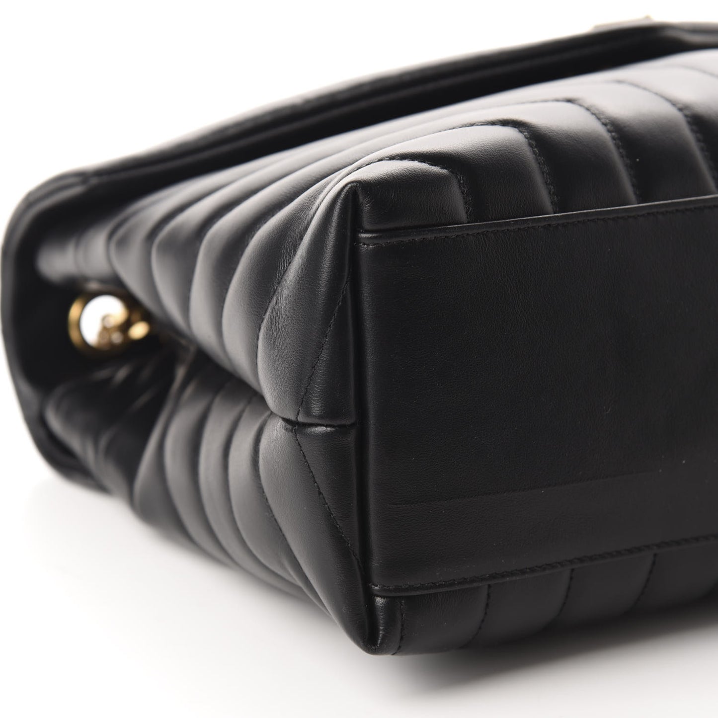 Calfskin Y Quilted Monogram Medium Loulou Chain Satchel Black