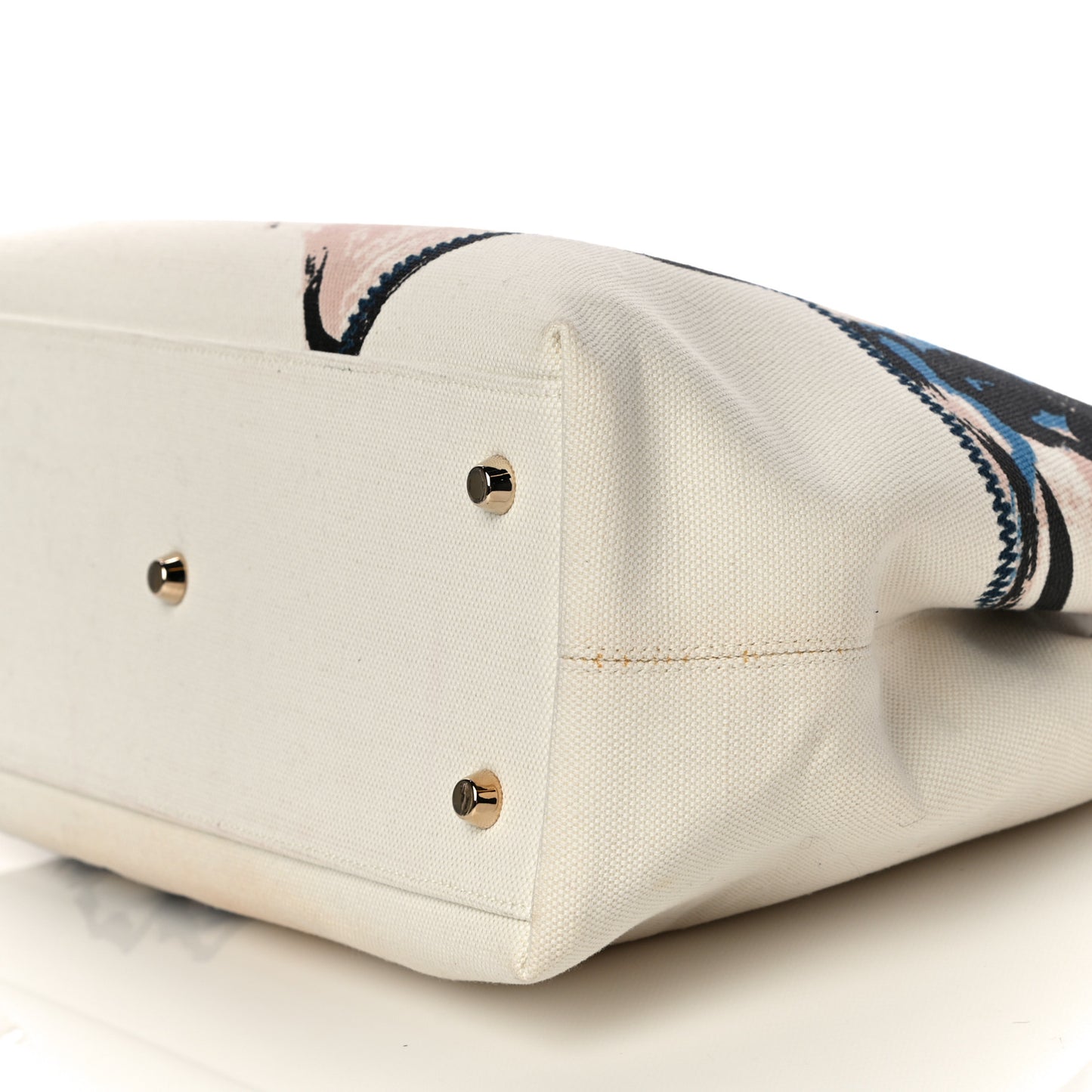 Canvas Printed Flower D-Light Tote White