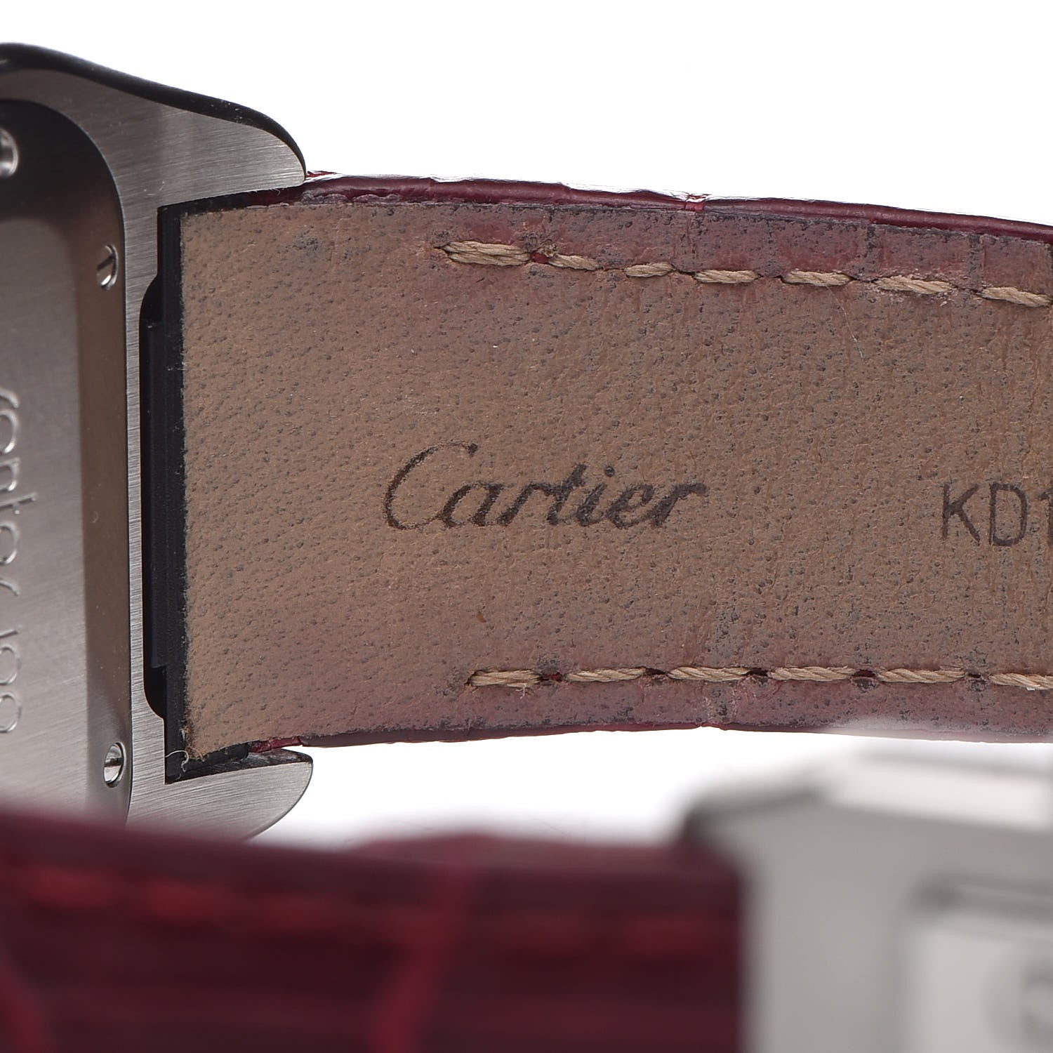 Cartier Stainless Steel Alligator 33mm Santos 100 Automatic Watch Red 7 of 10