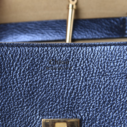 Chloe Metallic Goatskin Mini Drew Shoulder Bag Blue 8 of 9