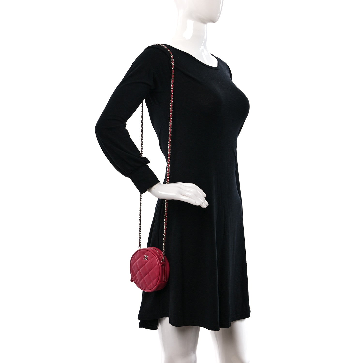 Chanel Lambskin Quilted Round Clutch With Chain Pink 2 of 9