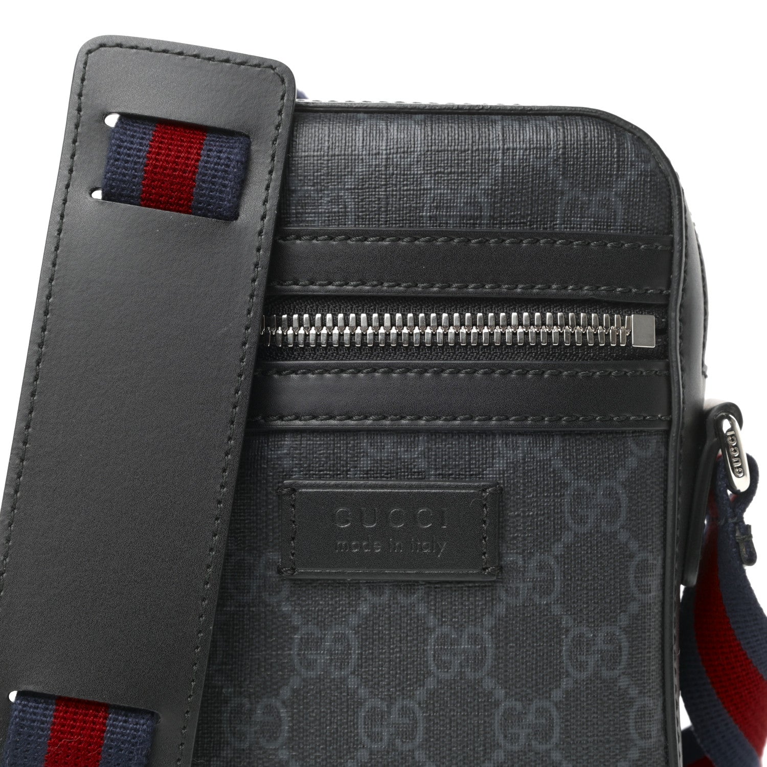 Gucci GG Supreme Monogram Appia Calfskin Web Small Camera Messenger Bag Grey 10 of 10