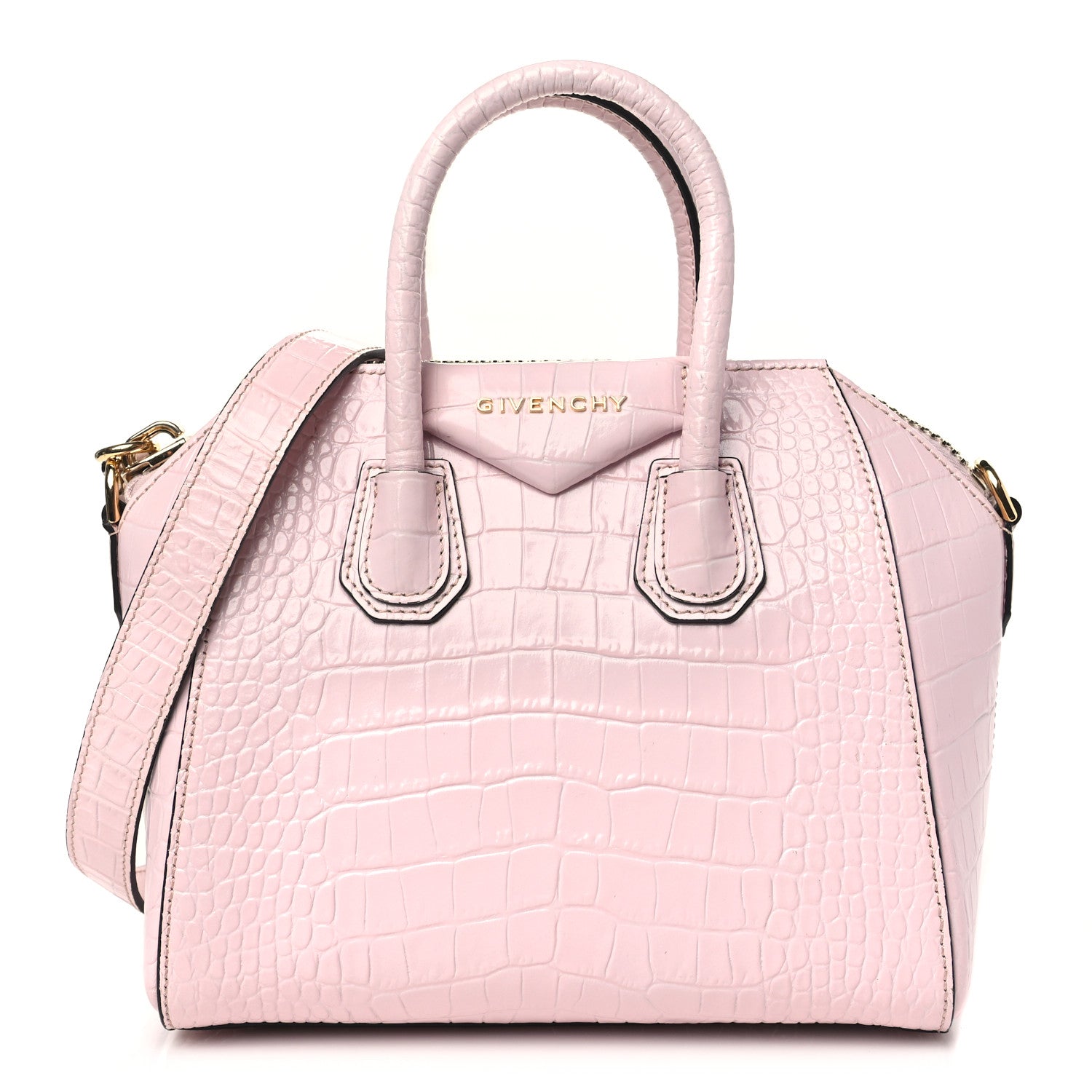Givenchy Calfskin Crocodile Embossed Mini Antigona Pink 1 of 12
