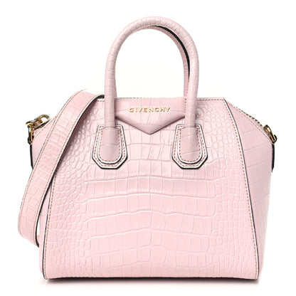 Givenchy Calfskin Crocodile Embossed Mini Antigona Pink 1 of 12