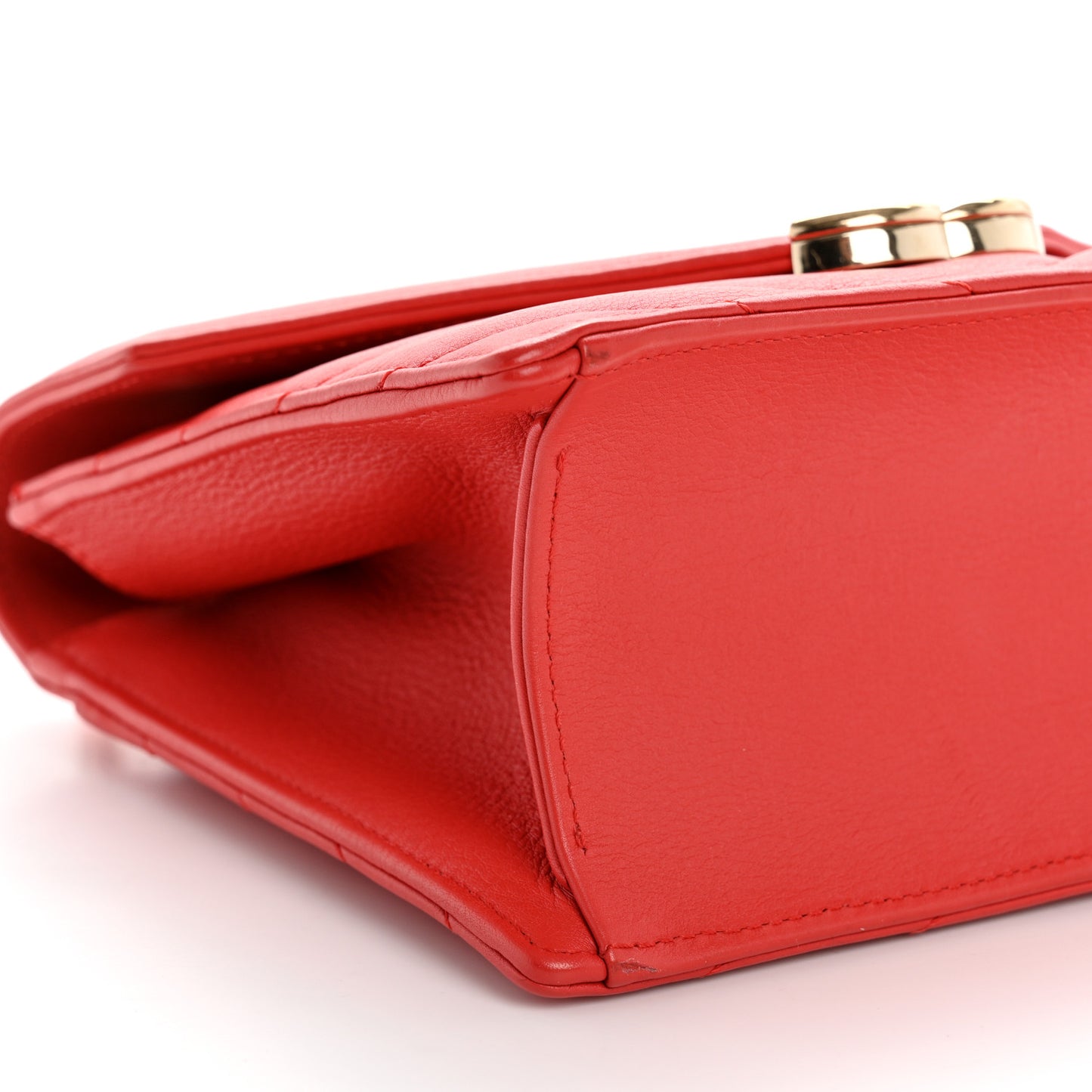 Calfskin Quilted Chevron Small Envelope Flap Red