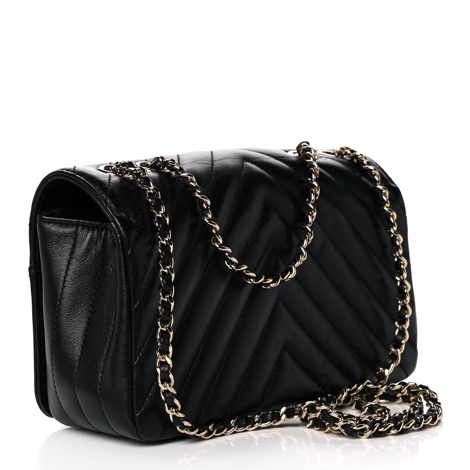 Chanel Calfskin Chevron Quilted Mini Statement Flap Black 2 of 12