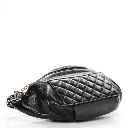 Chanel Crumpled Glazed Lambskin Quilted Waist Bag Fanny Pack Black 4 of 8