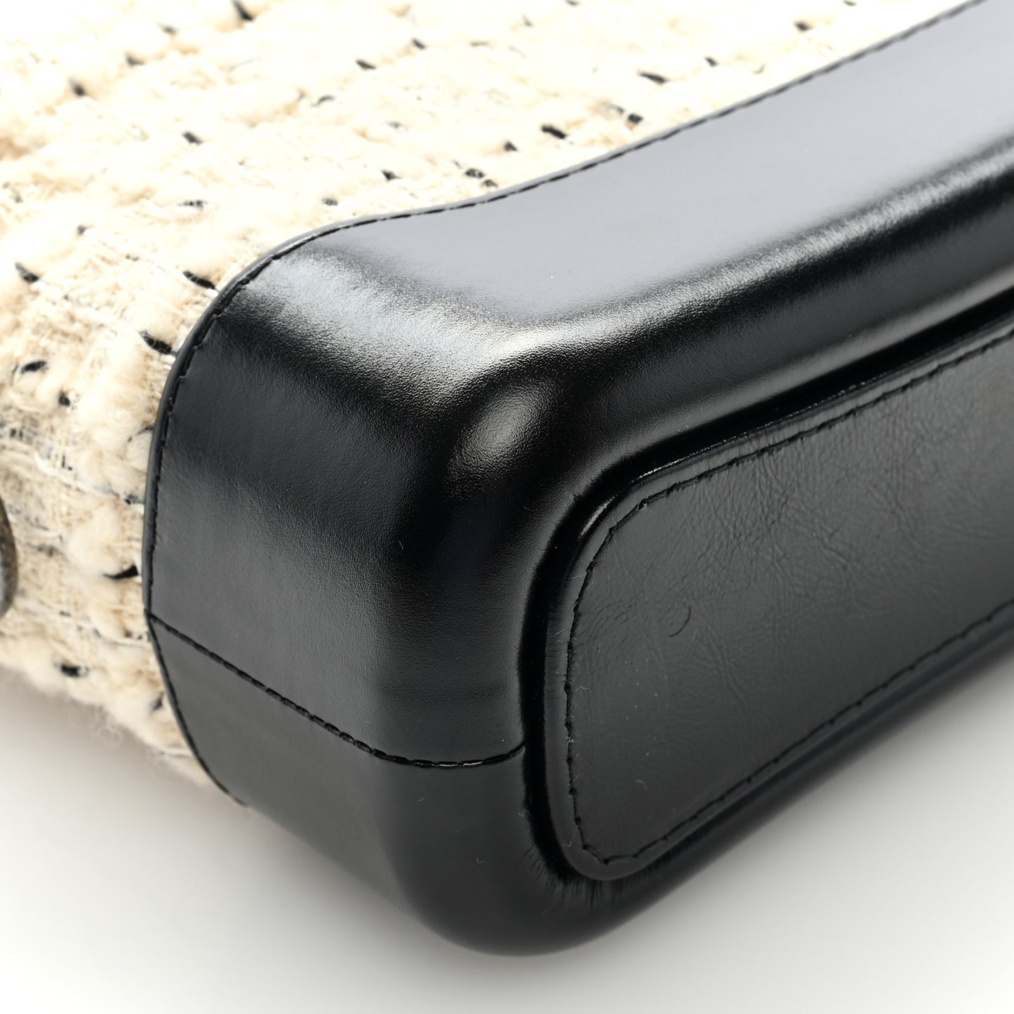 Tweed Calfskin Quilted Small Gabrielle Hobo Ivory Black