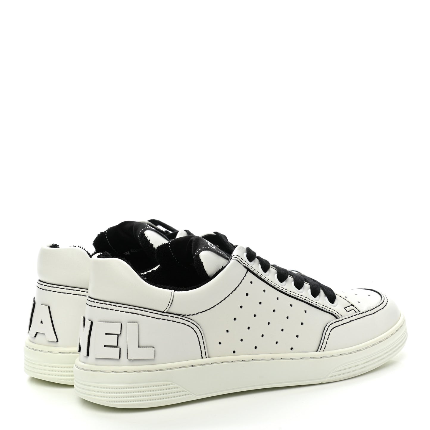 Calfskin Womens Logo Sneakers 36.5 Black White