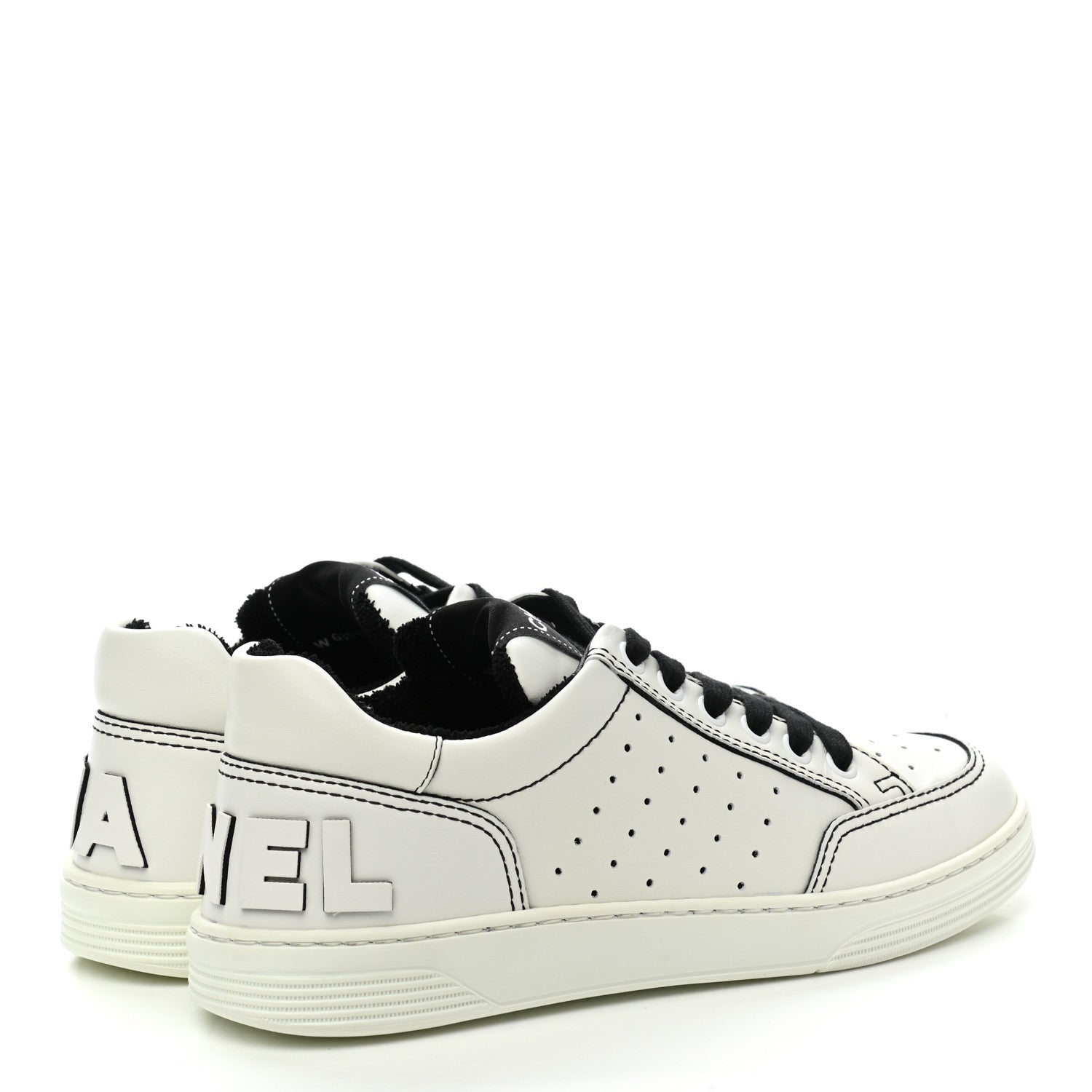 Chanel Calfskin Womens Logo Sneakers 36.5 Black White 4 of 9