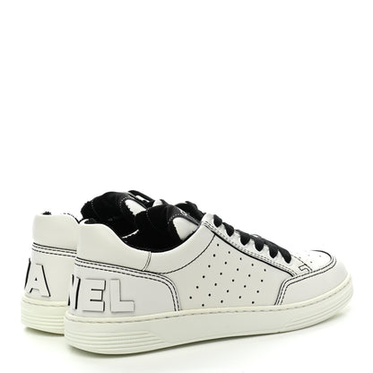 Chanel Calfskin Womens Logo Sneakers 36.5 Black White 4 of 9