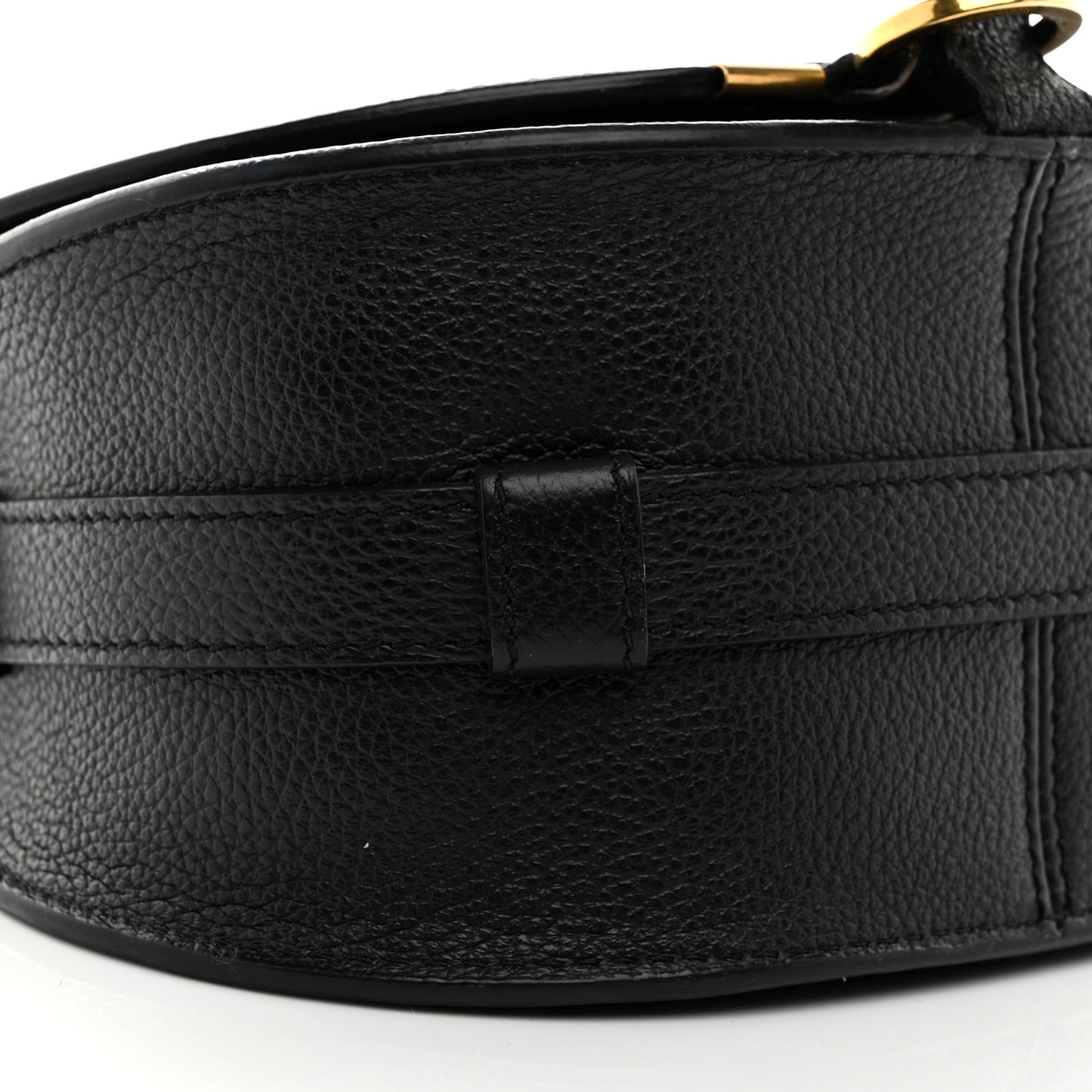 Grained Calfskin Small Marcie Saddle Bag Black