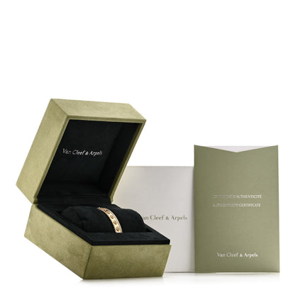 Van Cleef & Arpels 18K Yellow Gold Diamond Perlee Clovers Bangle Bracelet M 4 of 4