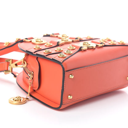 Versace Calfskin Small Medallion Tribute Bowling Bag Orange 8 of 9