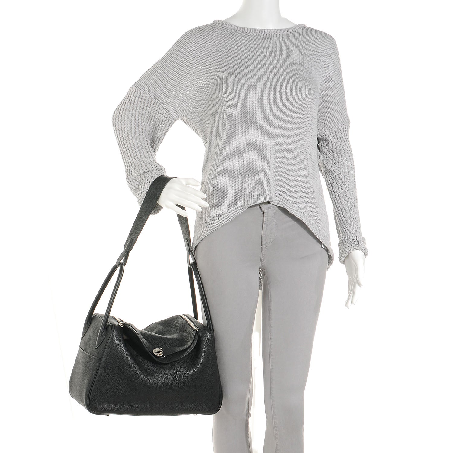 Hermes Taurillon Clemence Lindy 34 Black 2 of 8