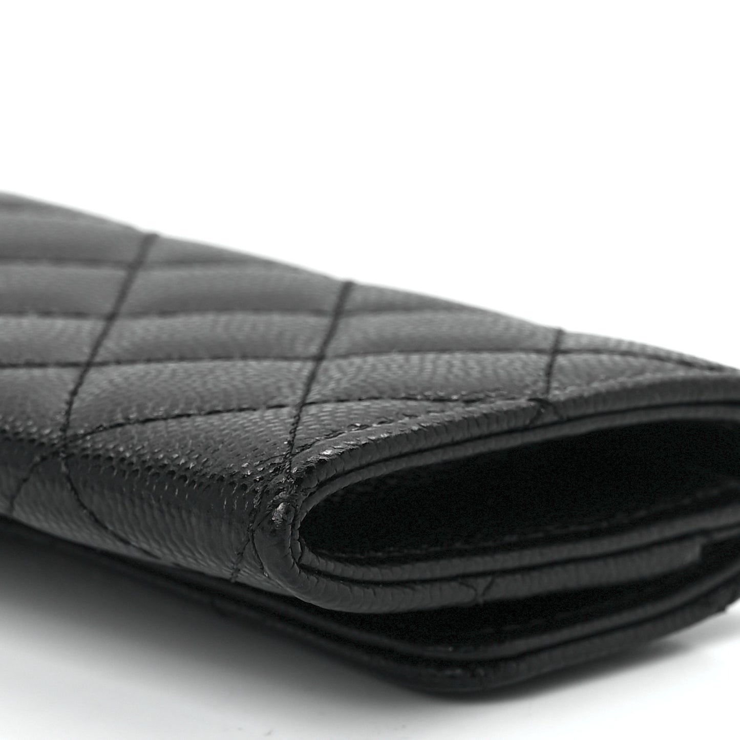 Caviar Quilted Crystal CC Flap Card Holder Black