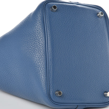 Hermes Taurillon Clemence Picotin Lock 18 PM Bleu Agate 8 of 9