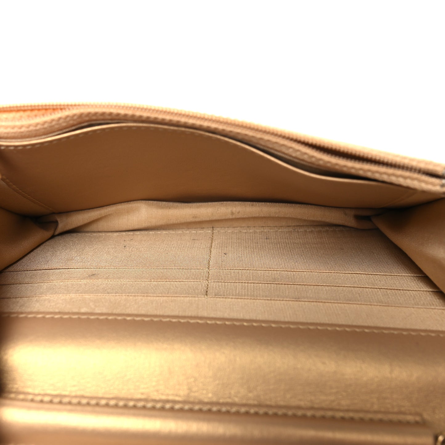 Metallic Lambskin Quilted Enamel Wallet On Chain WOC Gold