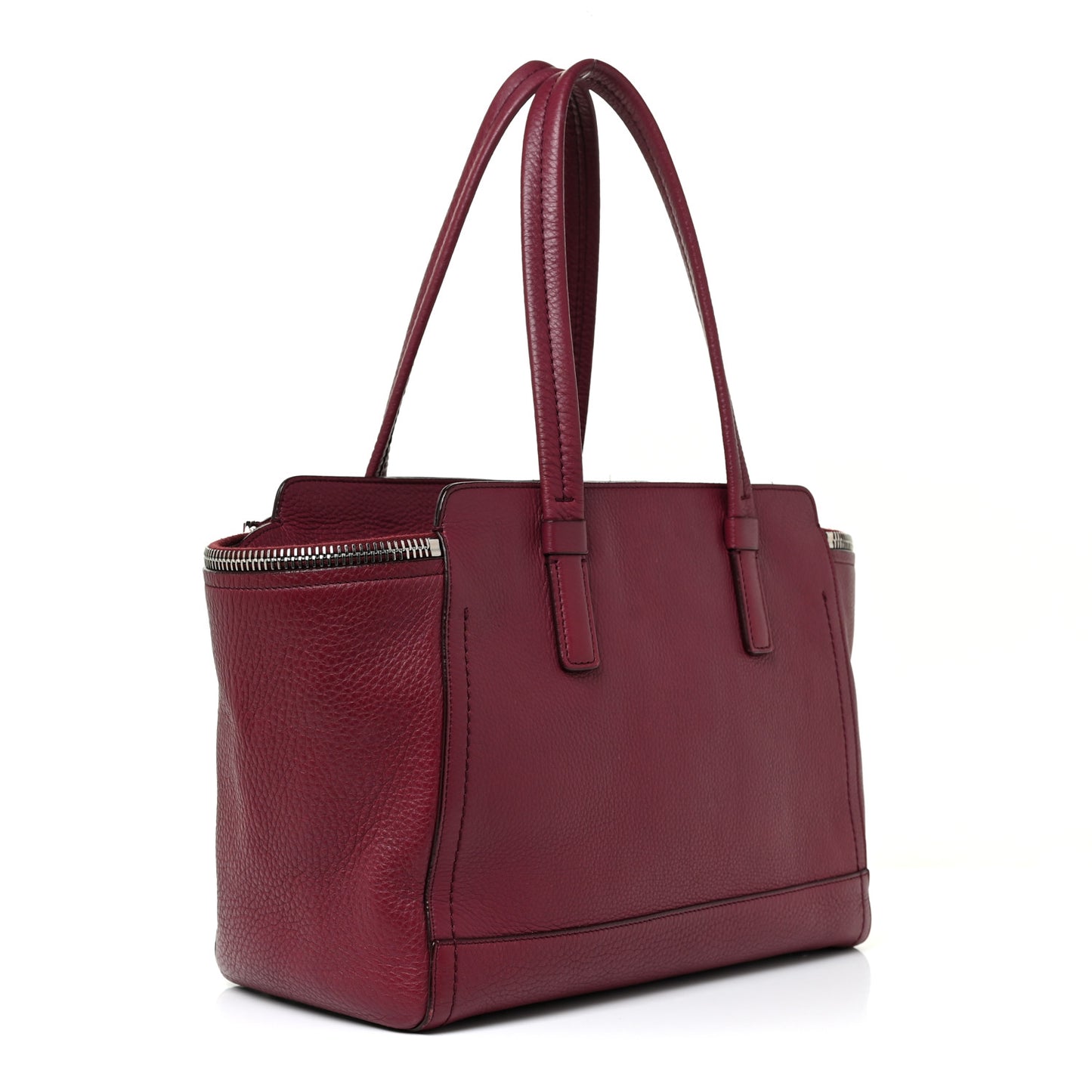 Calfskin Medium Verve Double Zip Tote Burgundy