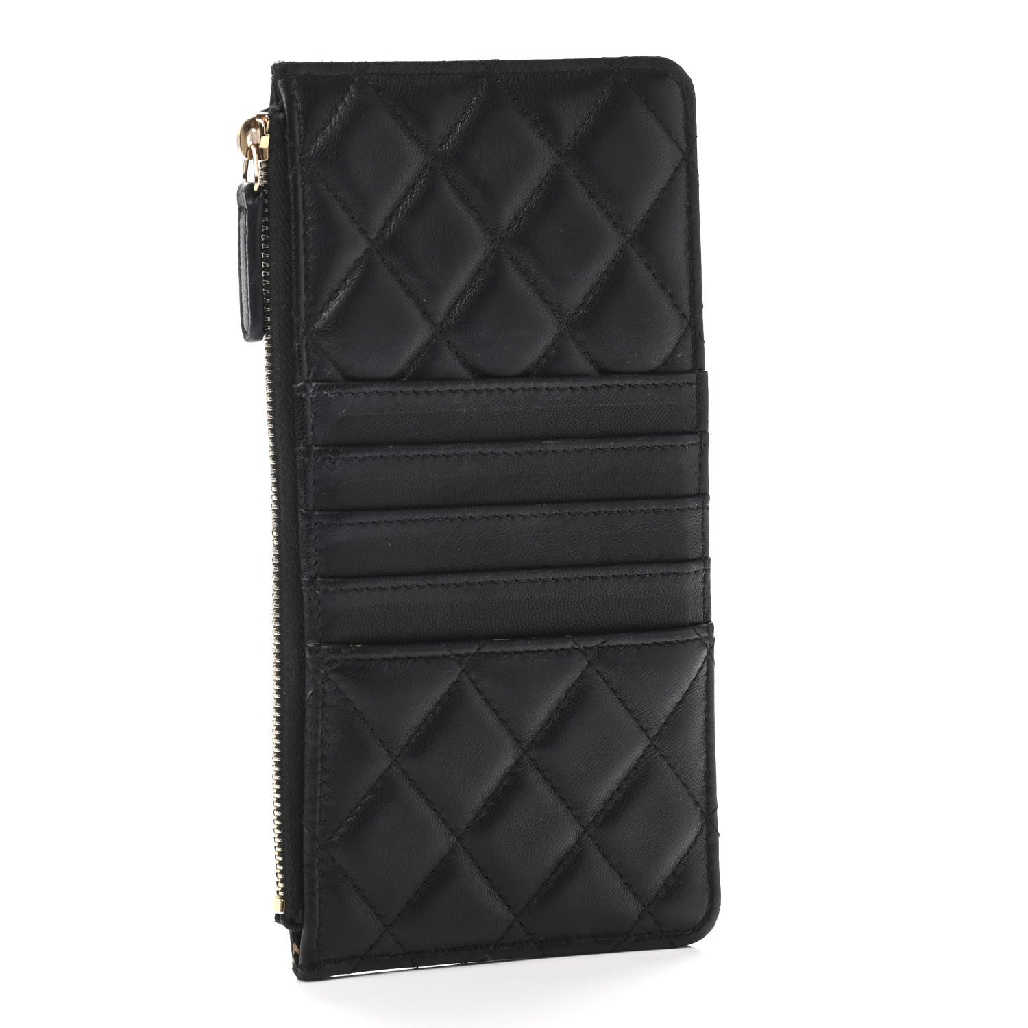 Chanel Lambskin Quilted Egyptian Amulet Classic Flat Wallet Pouch Black 2 of 4