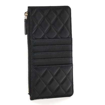 Chanel Lambskin Quilted Egyptian Amulet Classic Flat Wallet Pouch Black 2 of 4