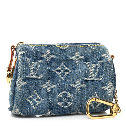 Louis Vuitton Monogram Denim Pochette Speedy PM Key Holder Blue 1 of 6