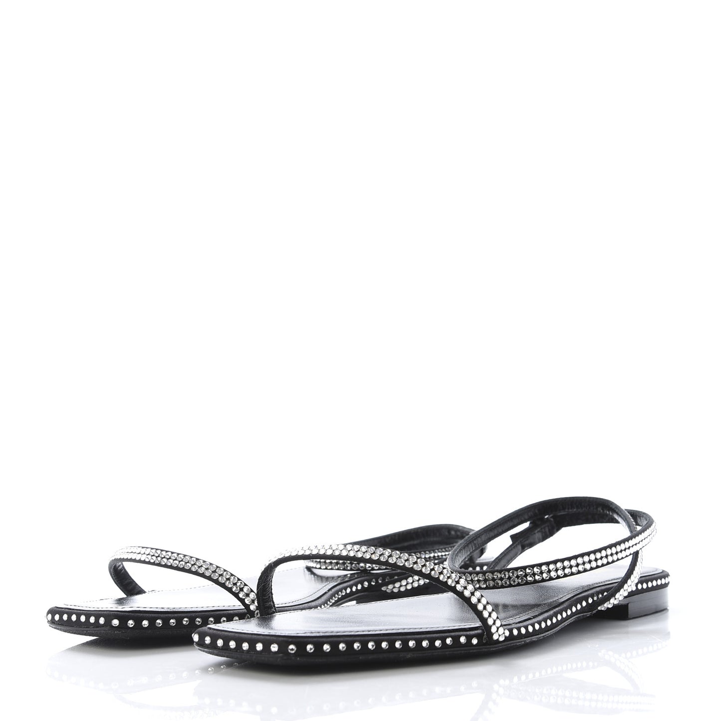 Calfskin Studded Raso Seta Sandals 39.5 Black