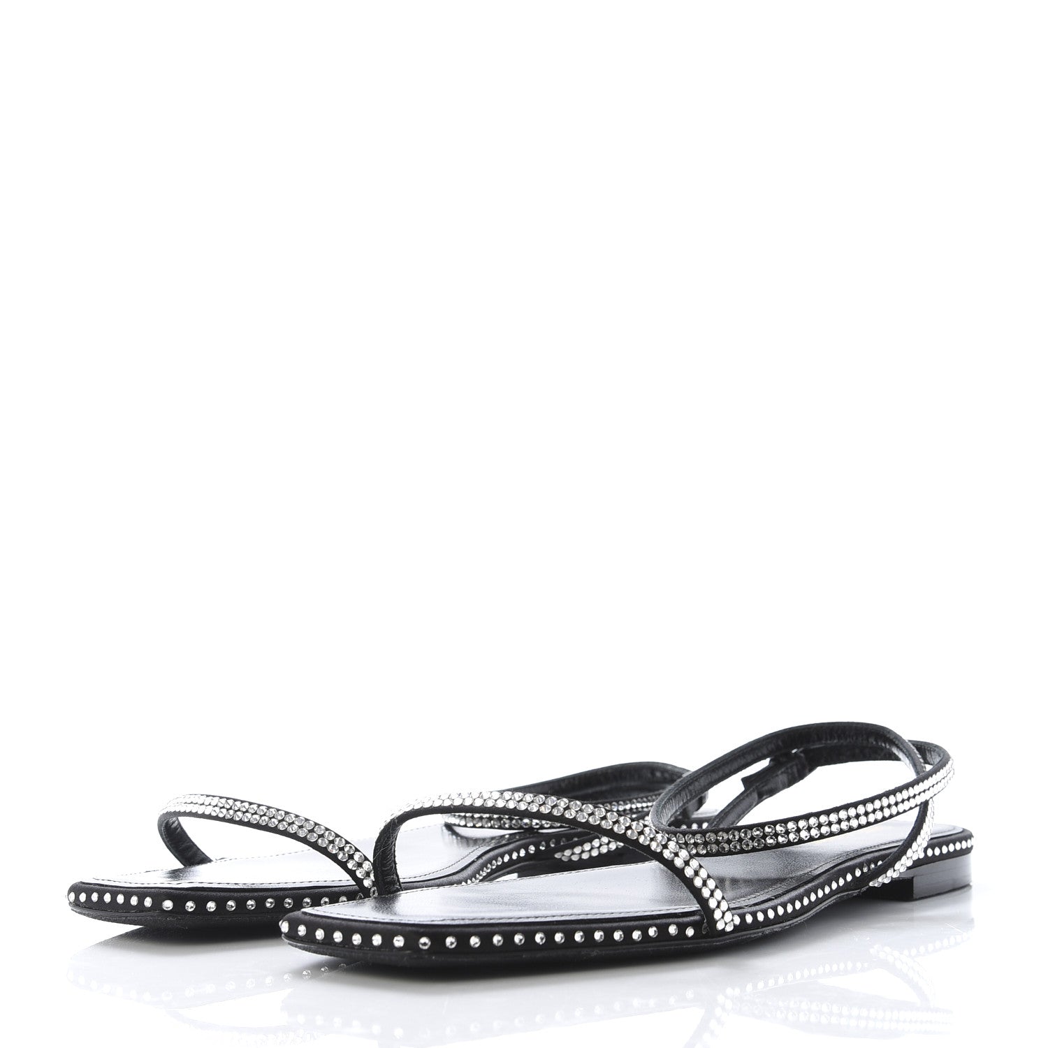 Saint Laurent Calfskin Studded Raso Seta Sandals 39.5 Black 2 of 9