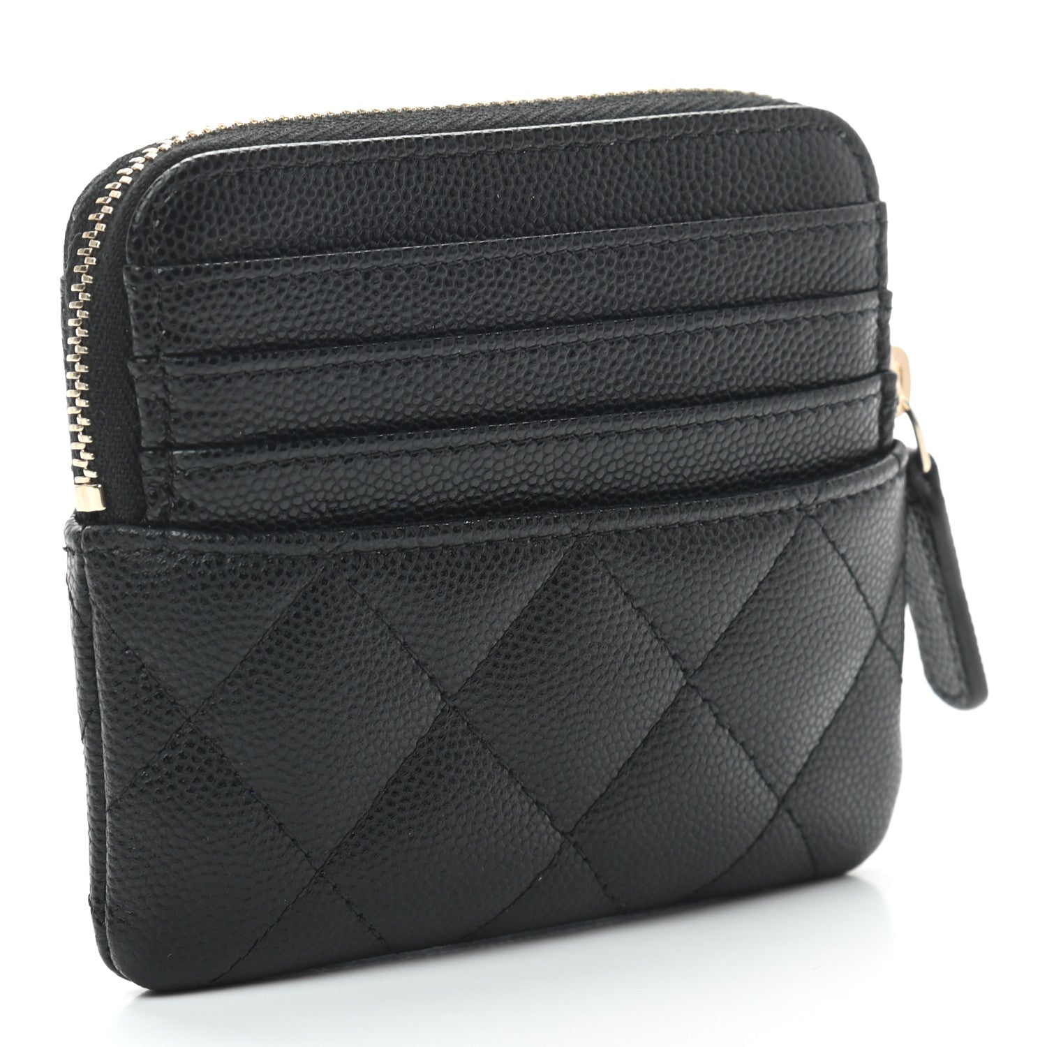 Chanel Caviar Quilted Zip Card Holder Wallet Black 3 of 7