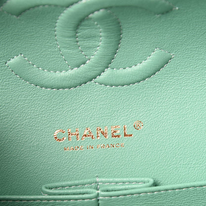 Chanel Tweed Quilted Medium Double Flap Green White Blue Orange 5 of 13