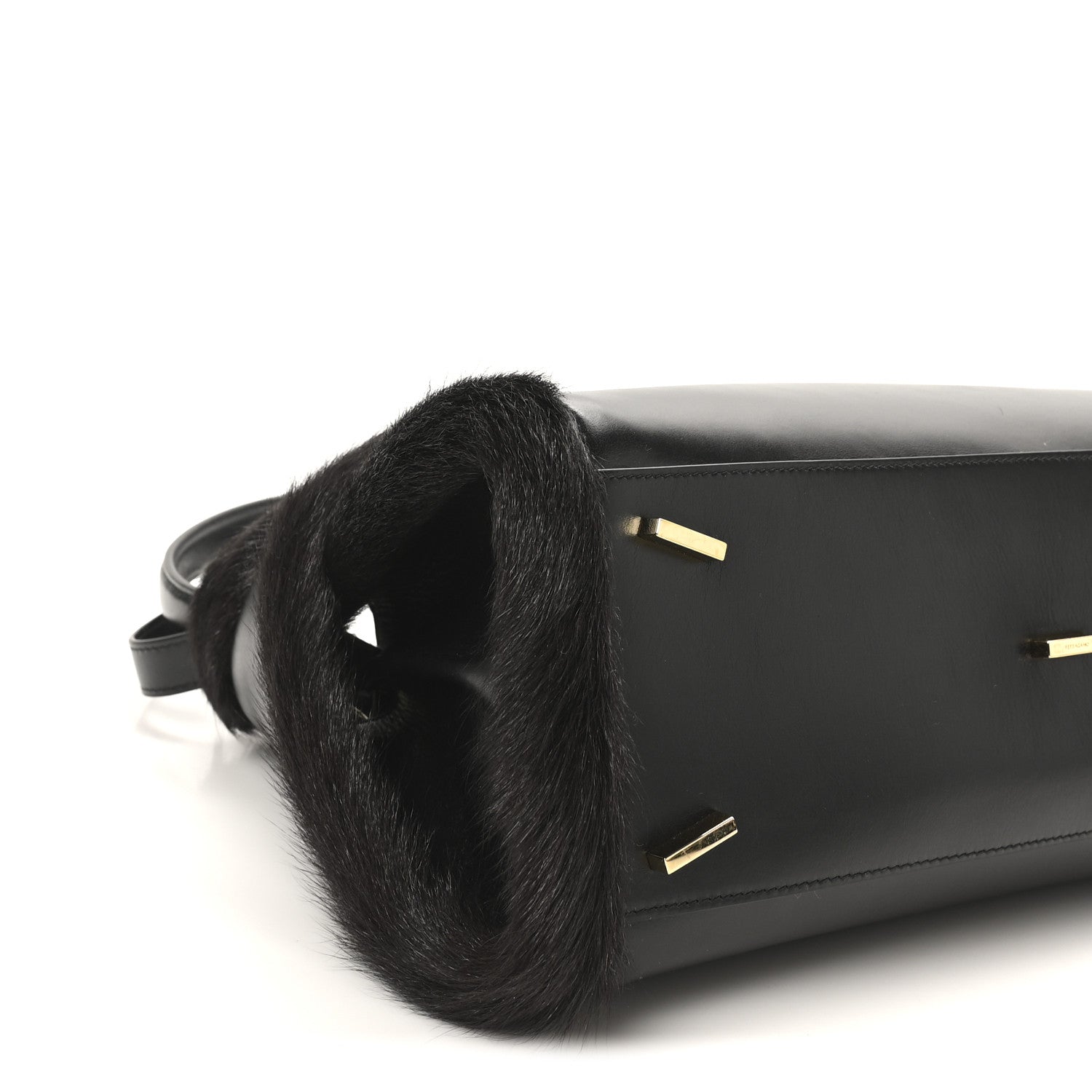 Salvatore Ferragamo Calfskin Shearling Medium Hug Bag Black 8 of 9