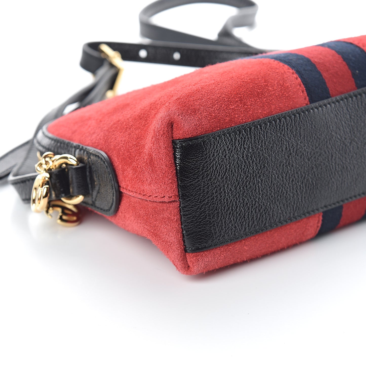 Suede Patent Web GG Small Ophidia Dome Shoulder Bag Hibiscus Red