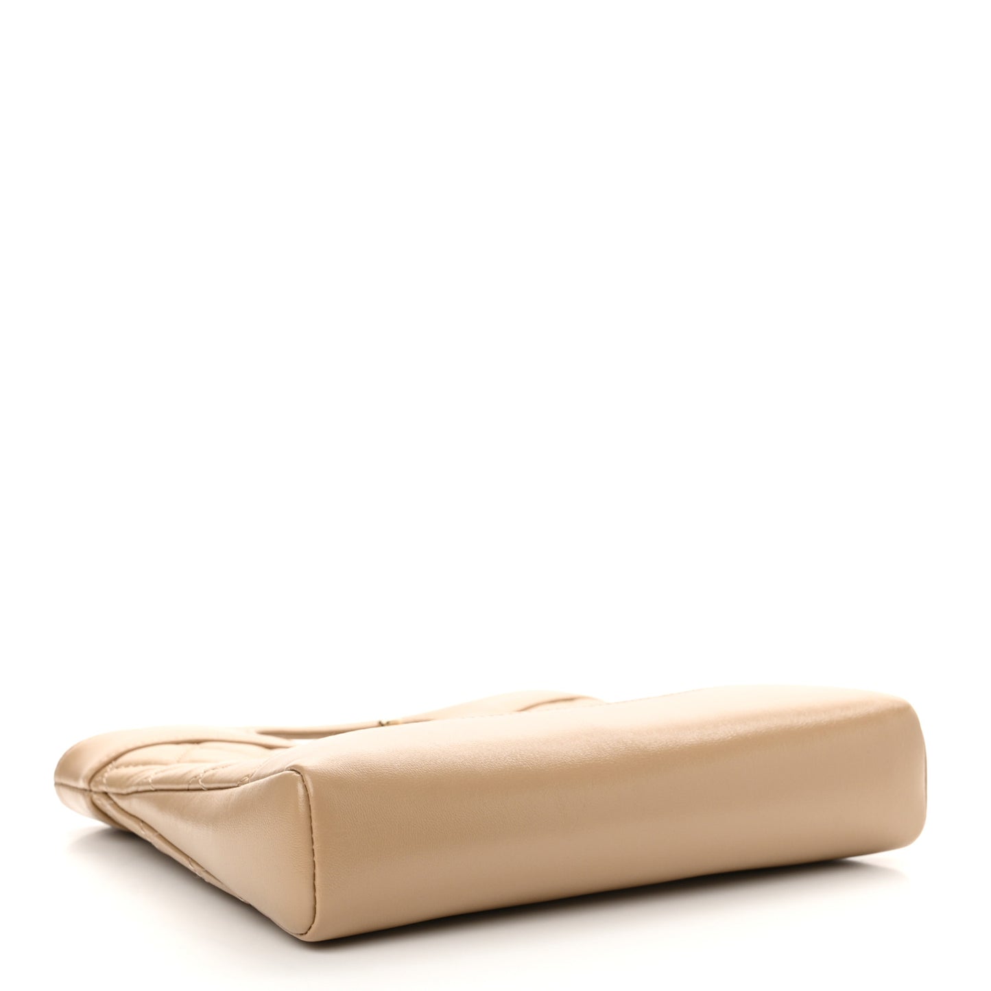 Shiny Crumpled Calfskin Quilted Mini 31 Shopping Bag Beige