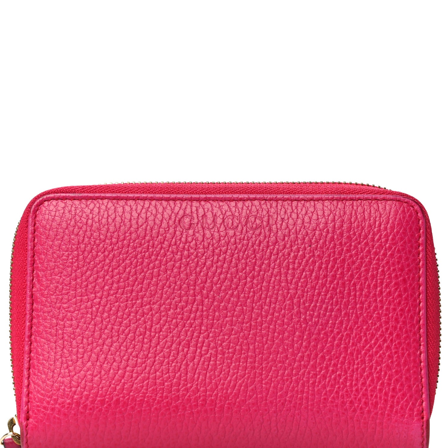 Pebbled Calfskin Zip Around Wallet Pink