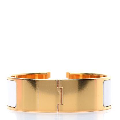 Hermes Enamel Wide Clic Clac H Bracelet GM White 3 of 4