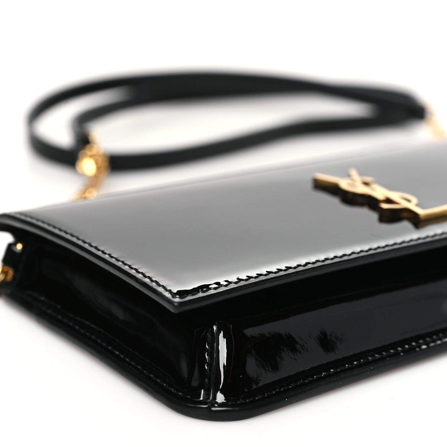 Vernice Diamond Calfskin Monogram Phone Holder Crossbody Black