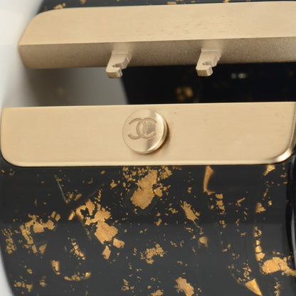 Chanel Resin CC Wide Cuff Black Gold 4 of 6