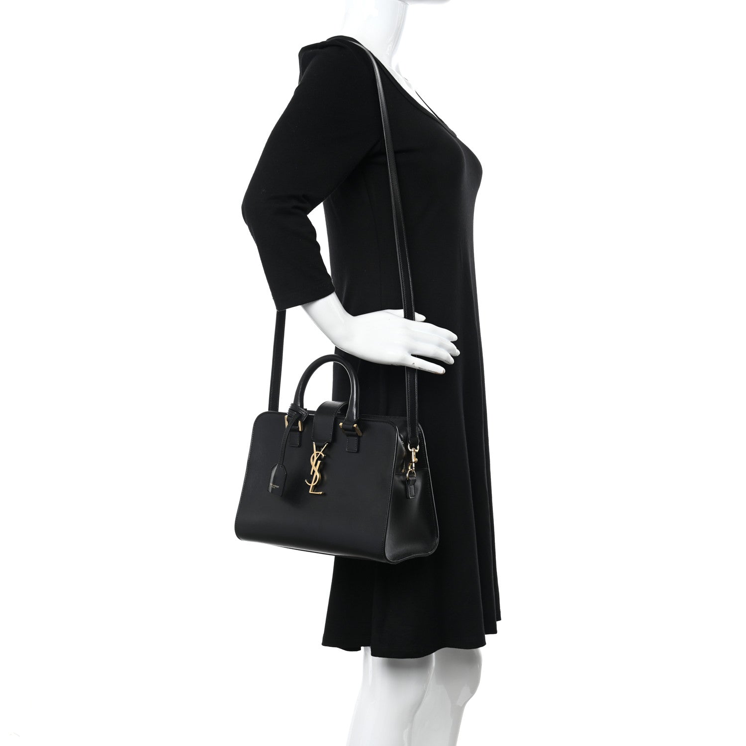Saint Laurent Calfskin Monogram Baby Cabas Black 2 of 9