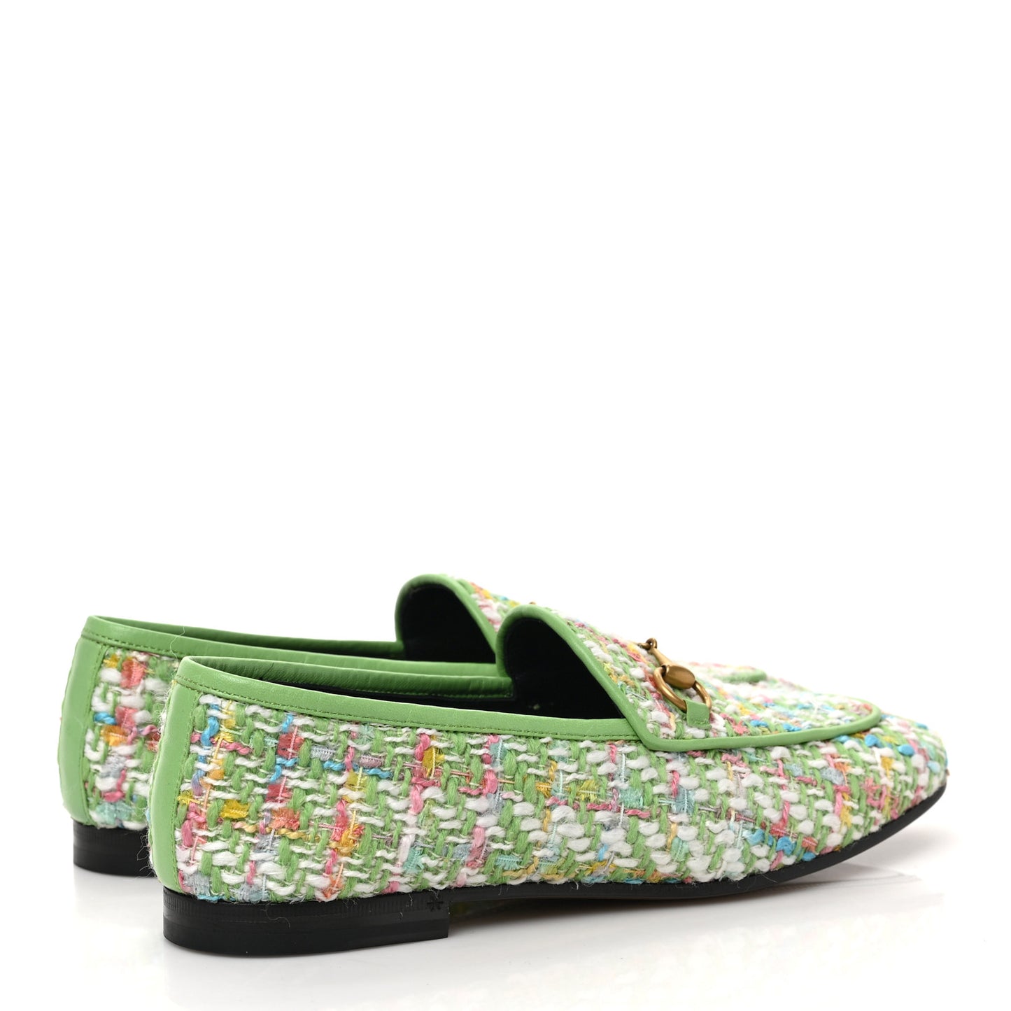 Tweed Multicolor Malaga Kid Horsebit Womens Jordaan Loafers 38 Green Multicolor