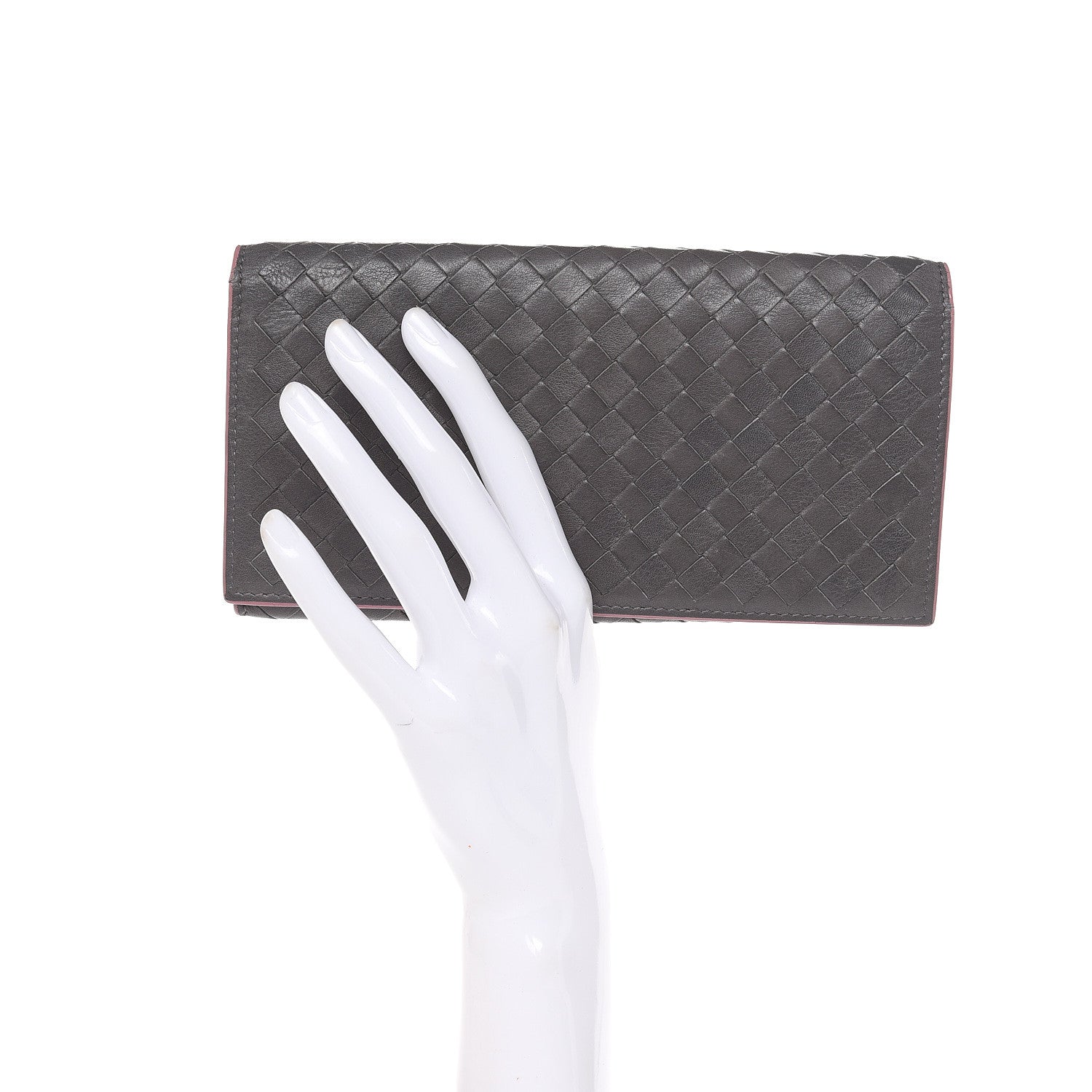 Bottega Veneta Nappa Intrecciato Continental Flap Wallet Light Grey Watteau 2 of 13