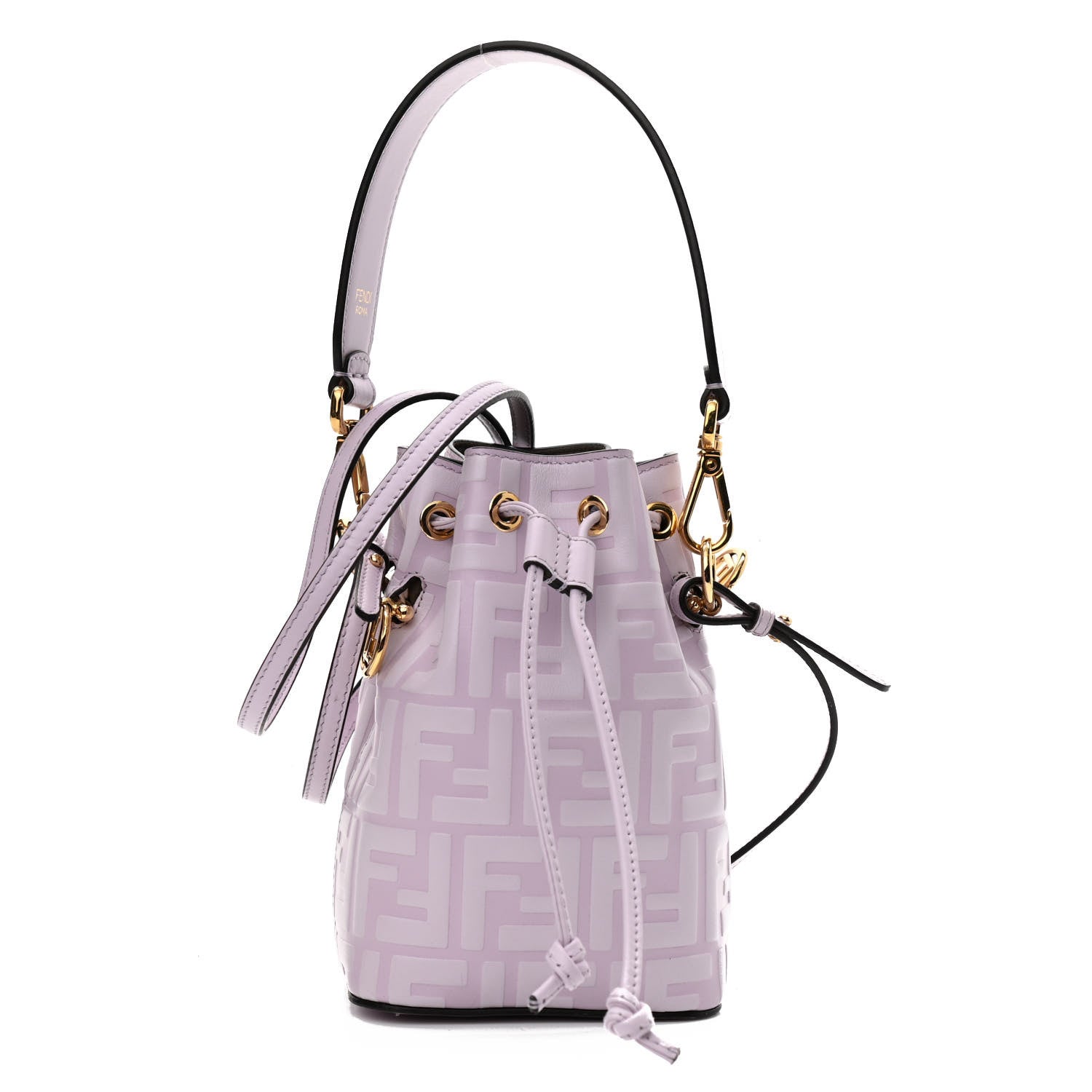 Fendi Vitello Termosport F is Fendi FF 1974 Embossed Mini Mon Tresor Bucket Bag Anemone 1 of 10