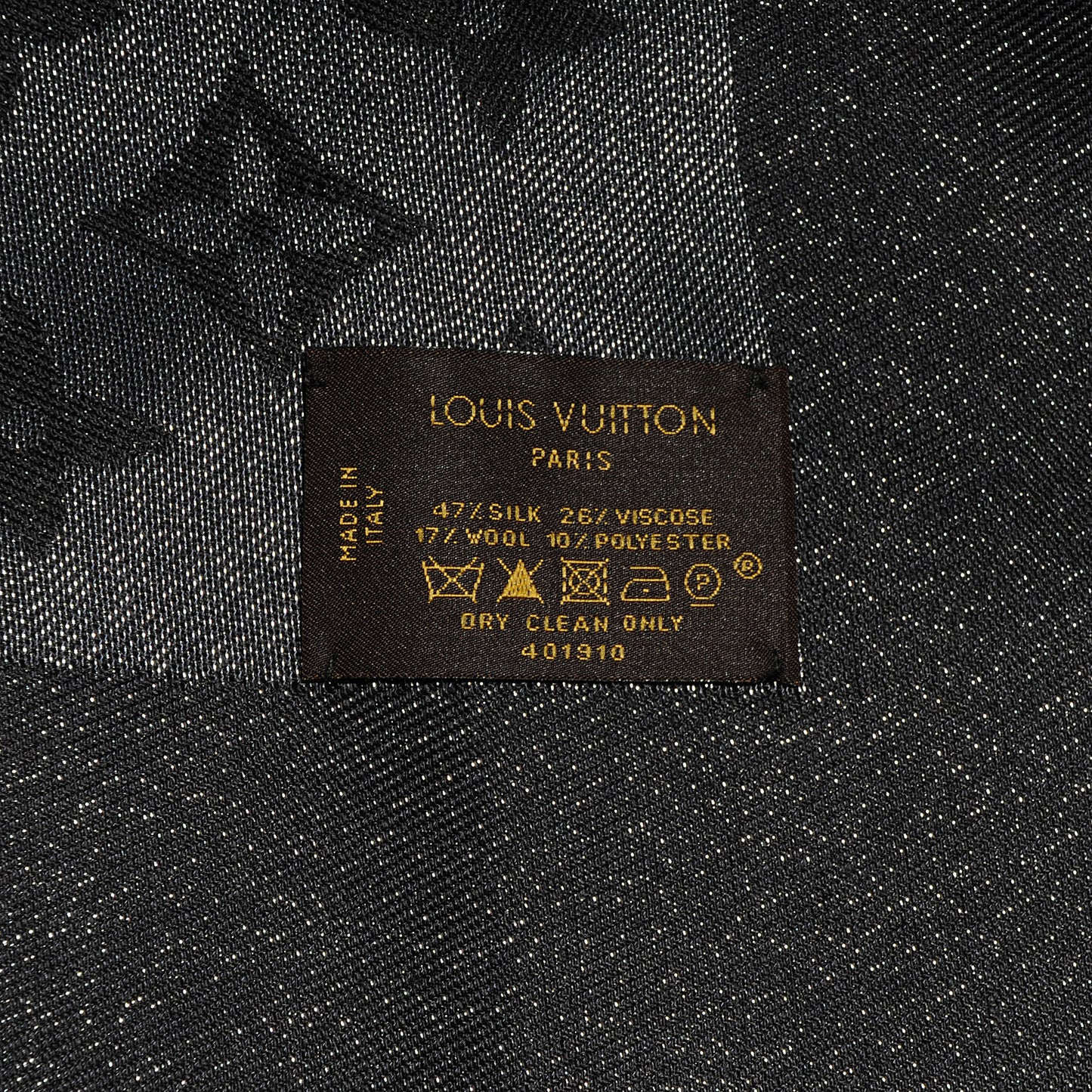 Silk Lurex Wool Monogram Shine Shawl Black