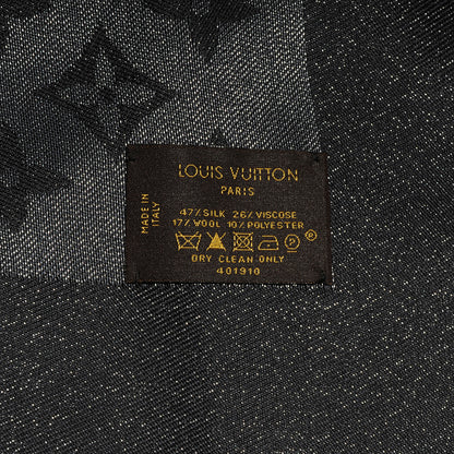 Louis Vuitton Silk Lurex Wool Monogram Shine Shawl Black 5 of 5