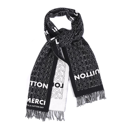 Louis Vuitton Wool Cashmere Scarf Black 1 of 4
