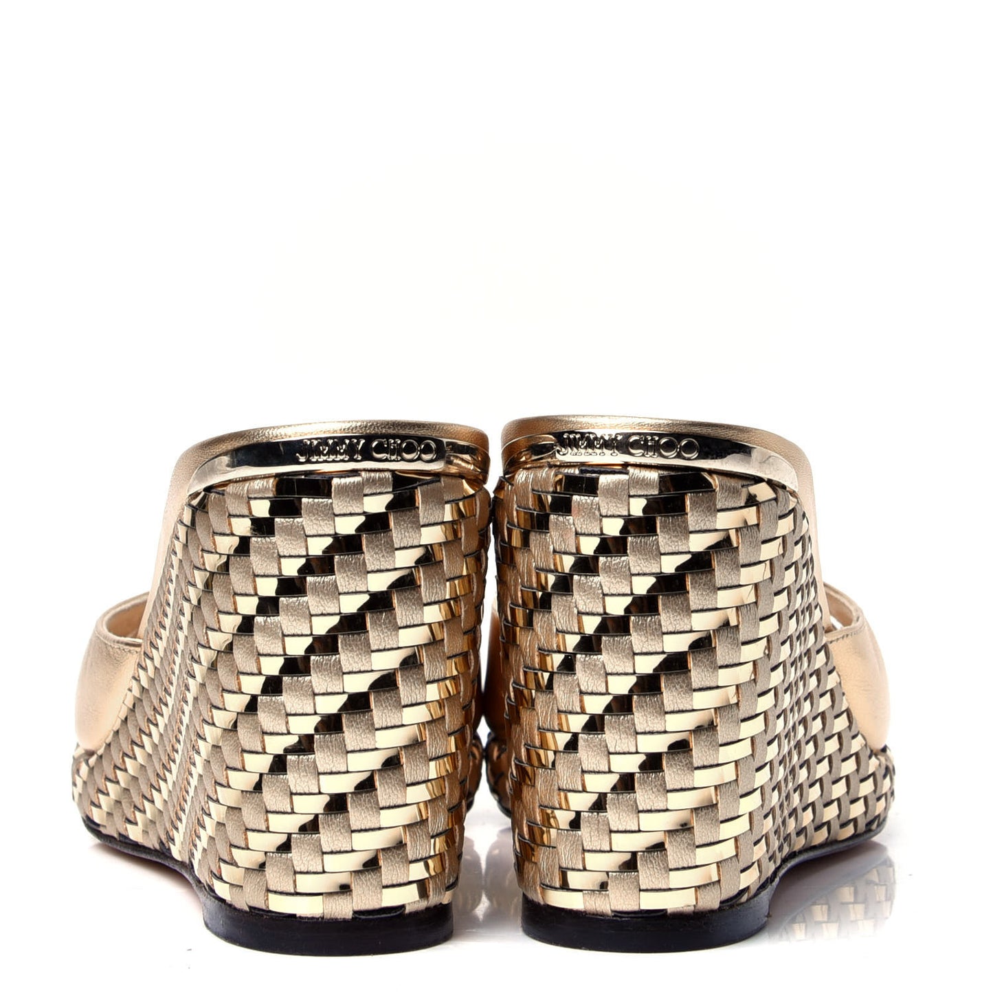 Metallic Nappa Woven Almer 80 Wedge Sandals 38 Gold