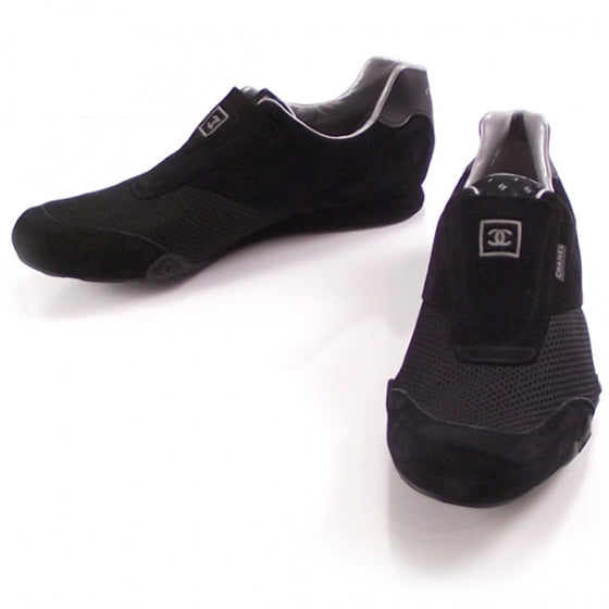 Chanel Perforated Sneakers 38 Black 1 of 8
