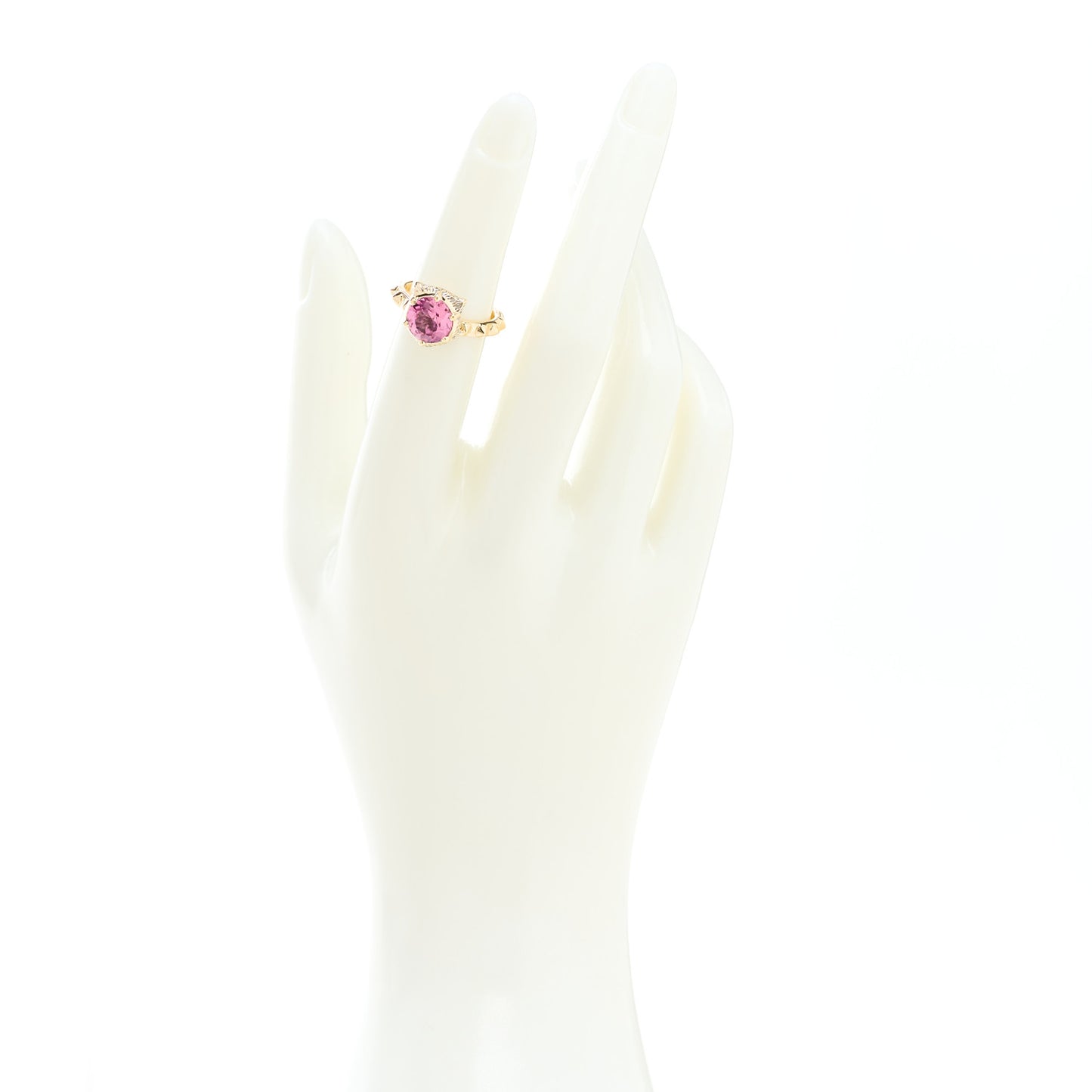 18K Yellow Gold Pink Tourmaline Le Marché Des Merveilles Feline Ring 47 4